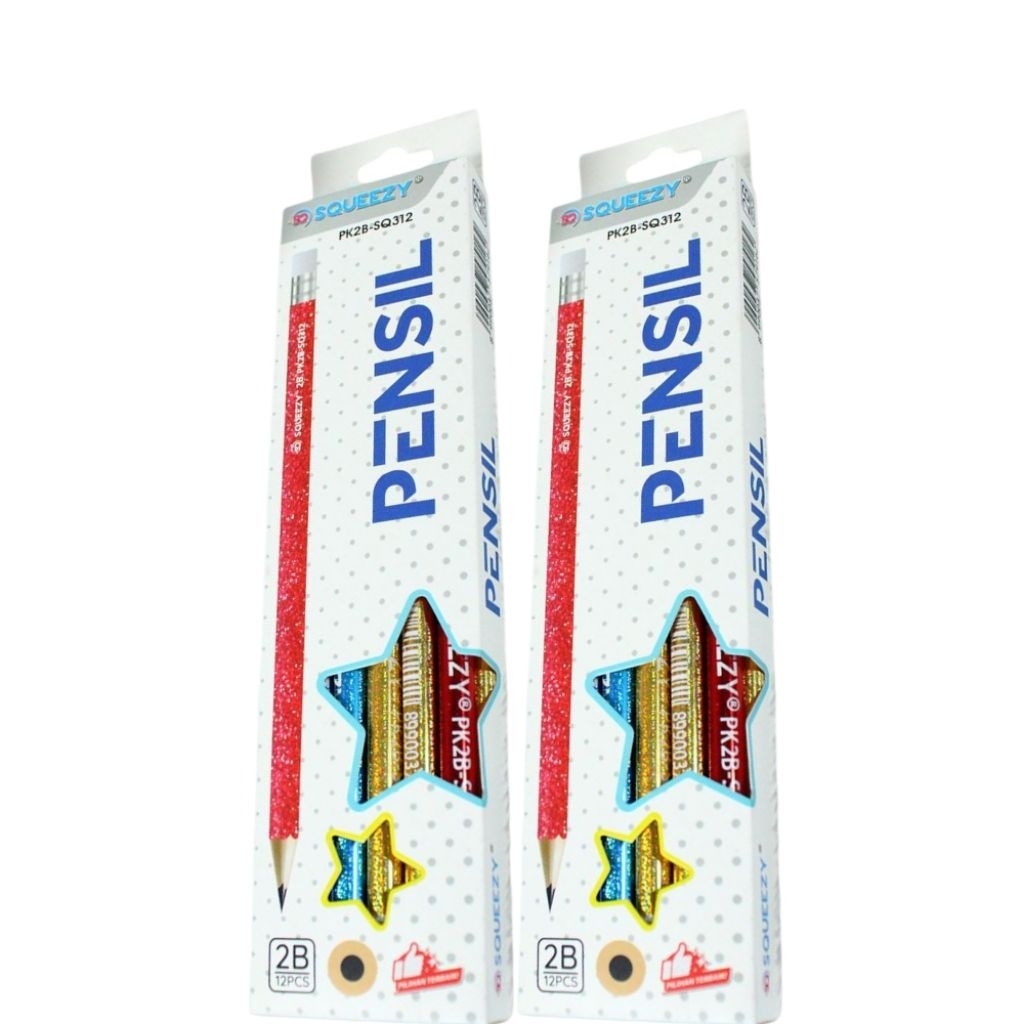 

2 Lusin Pensil 2B SQUEEZY SQ-312 Metalic/Pensil Komputer/Pensil Ujian/Pensil Gambar