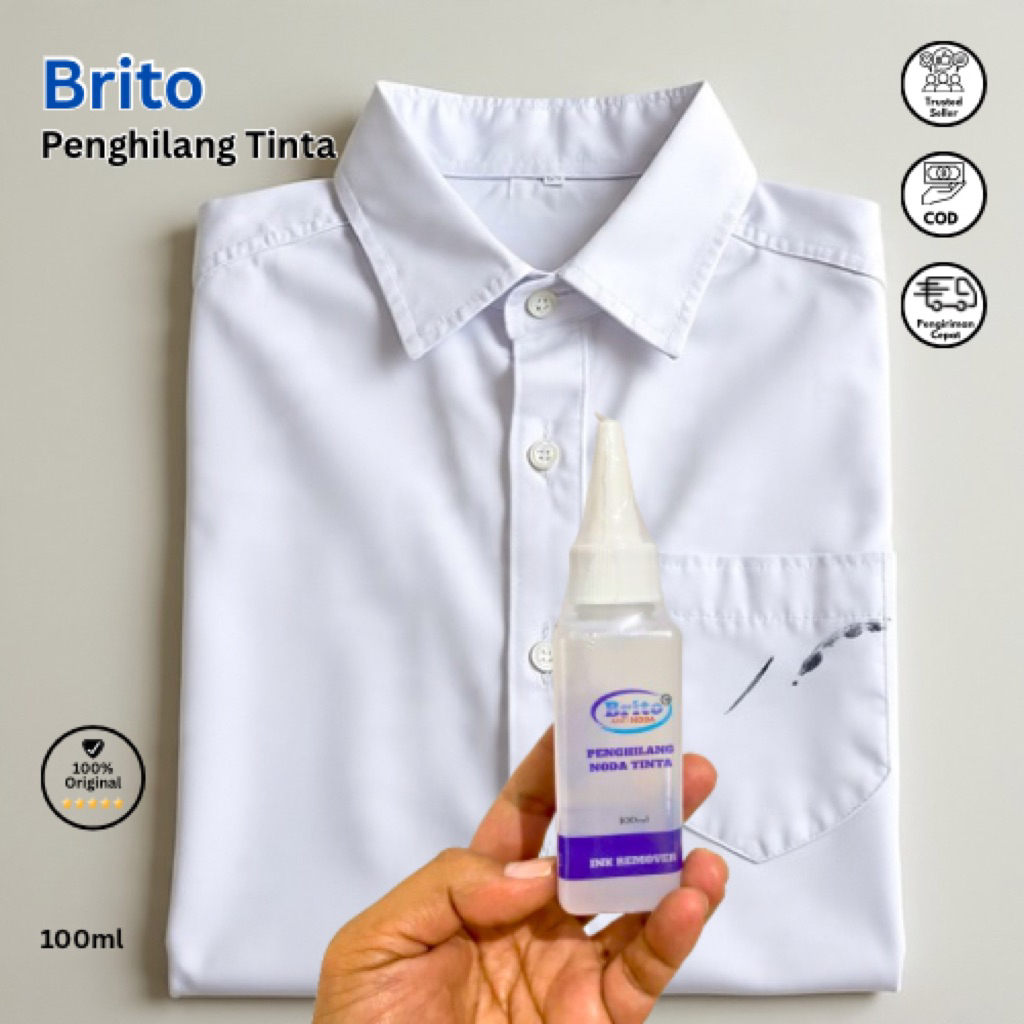 Brito Penghilang Noda Tinta 100ml – Ampuh Hilangkan Noda Tinta di Pakaian Tanpa Bekas