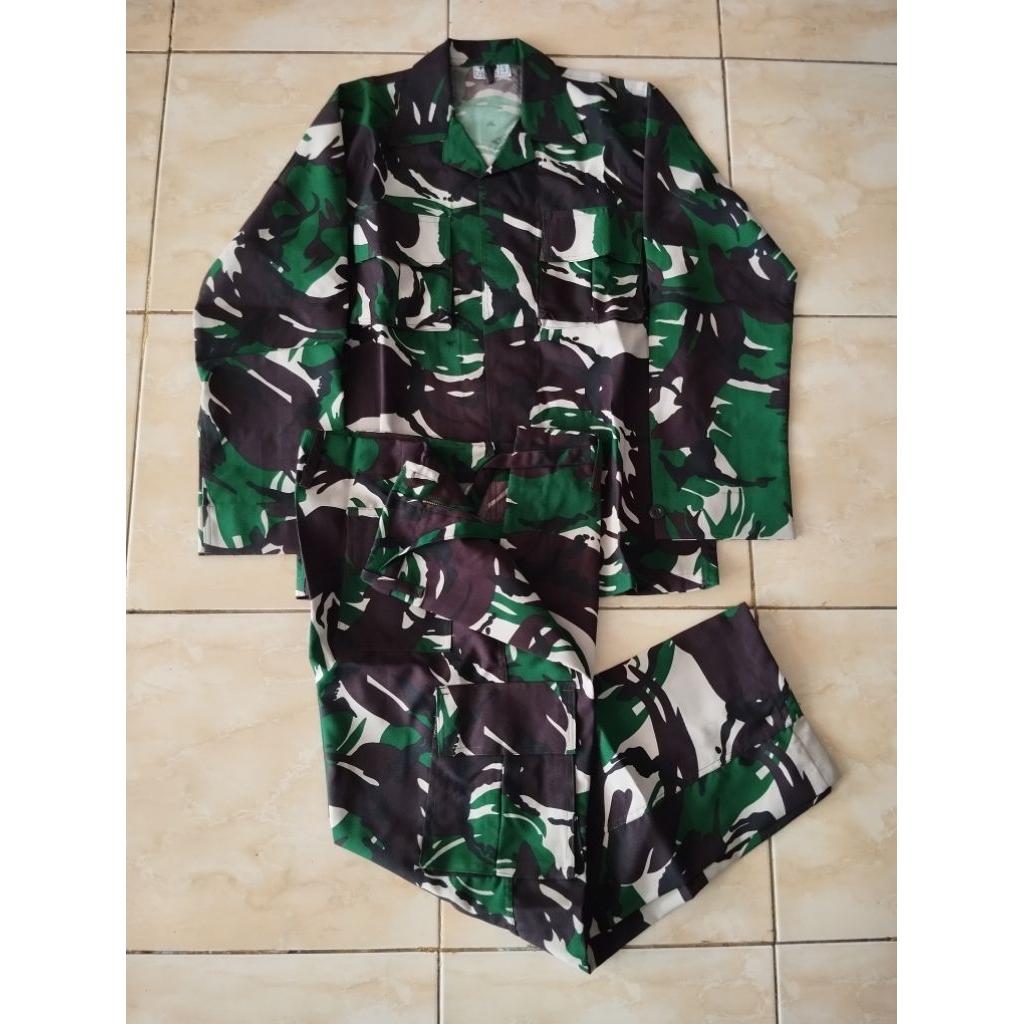 Stelan PDL Loreng Velbet 999 Multicorps Gelap Kancing TNI AD | Velbet 999 Gelap | TNI AD