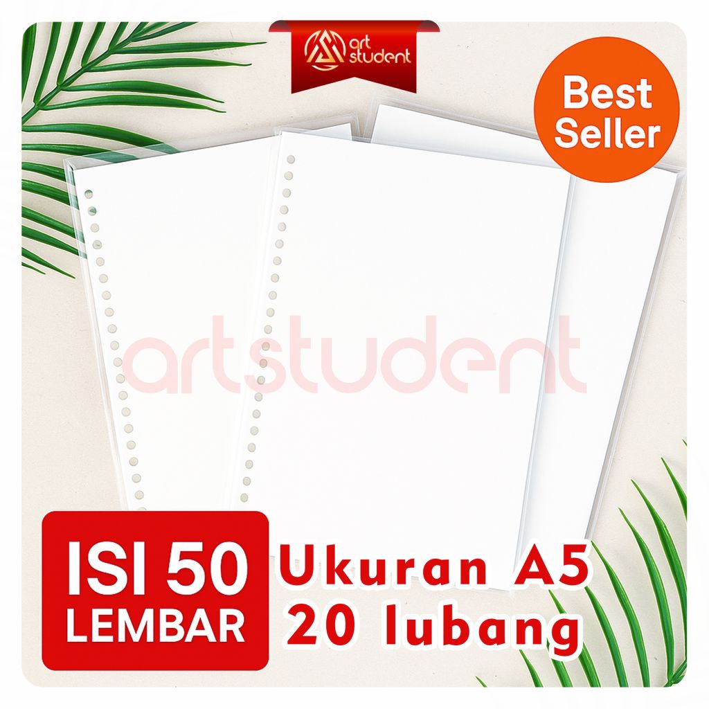 

Loose Leaf A5 Kertas File Isi Binder - Loose Leaf Isi Ulang 50 Lembar - LooseLeaf Refil A5 20 Holes