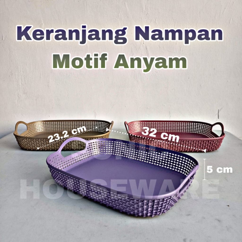 Keranjang Organizer Kotak Tempat Penyimpanan Nampan Segi Wadah Saji Makanan Minuman Aqua Basket Stoc