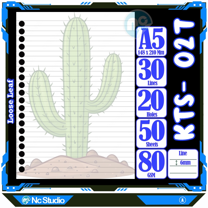 

Loose leaf Kertas binder A5 Isi 50 Lembar Polos karakter Kaktus Tanaman berduri kartun lucu autestic autestik Buku Refil isi ulang lucu warna warni bergambar garis Repil Vol-