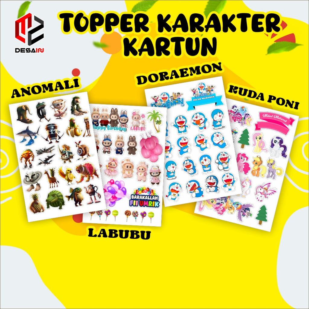 

Cetak Topper Karakter Kartun Anomali Doraemon Kuda Poni & Labubu
