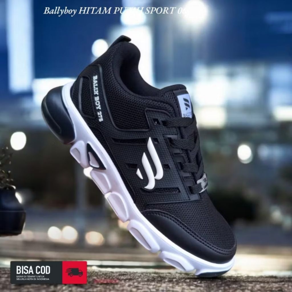 Sepatu Hitam Putih sneakers new collection  by Bally boy Sekolah Perempuan Laki Laki