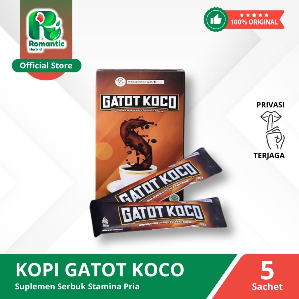 

Kopi Gatot Koco by dr Richard Lee Original 1 Box 5 Sachet Kopi Stamina Pria Original BPOM