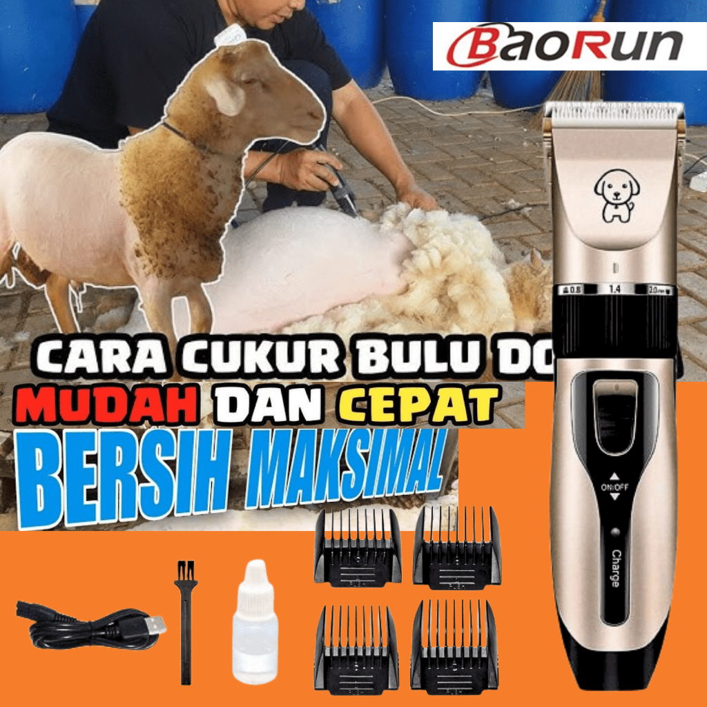 PROMO BaoRun Alat Cukur Hewan Kambing Domba Garut Elektrik Tanpa Kabel /Mesin Cukur Bulu Domba Garut
