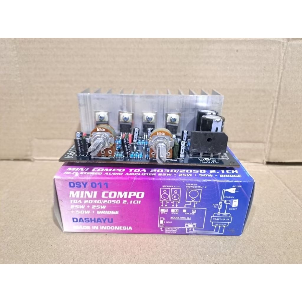 Kit Mini Compo Amplifier 2.1 Stereo + Subwoofer /25 w + 25 w + 50 w bridge .