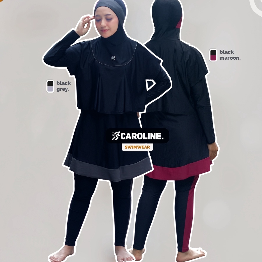 Setelan Baju Renang Zaneva Caroline Swimwear Setelan Renang Muslimah Syari Atas Bawah