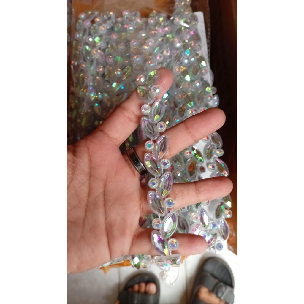 PER ROL Aksesoris SAMPAN BENING Payet Rangkai Meteran Diamond Daun Payet Aksesoris Rangkai