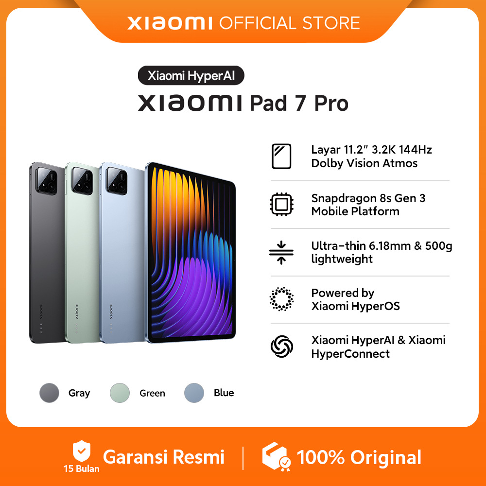 Xiaomi Pad 7 Pro (12/512GB) | Snapdragon 8S Gen 3 | Layar 11.2 3.2K 144Hz Dolby Vision Atmos | Ultra