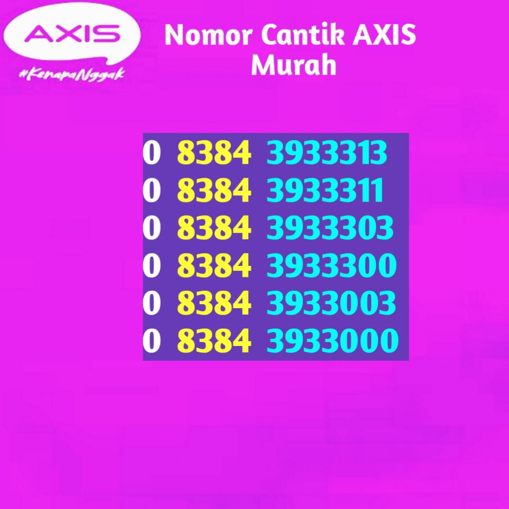 Nomor Cantik, Nomer Cantik, Nocan Kartu Perdana AXIS Murah, Perdana XL/AXIS Reguler