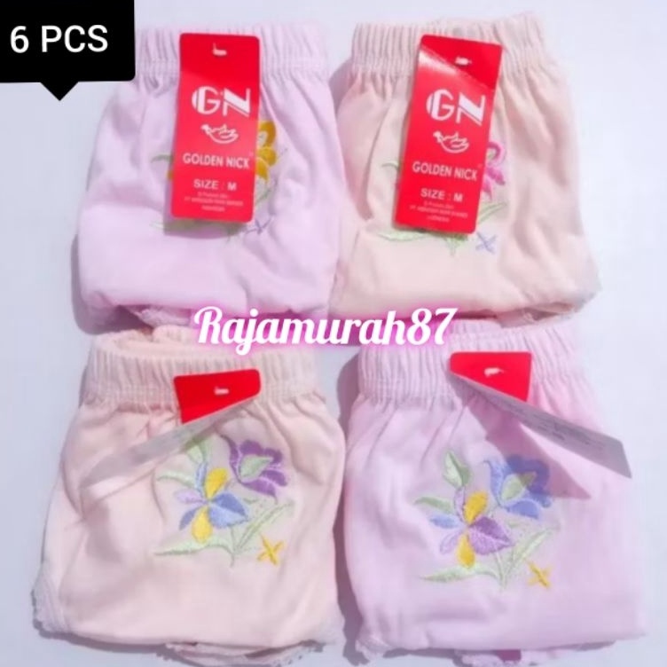 6PCS  CD Bordir Golden Nick  Sablon Golden Nick  Celana Dalam Golden Nick