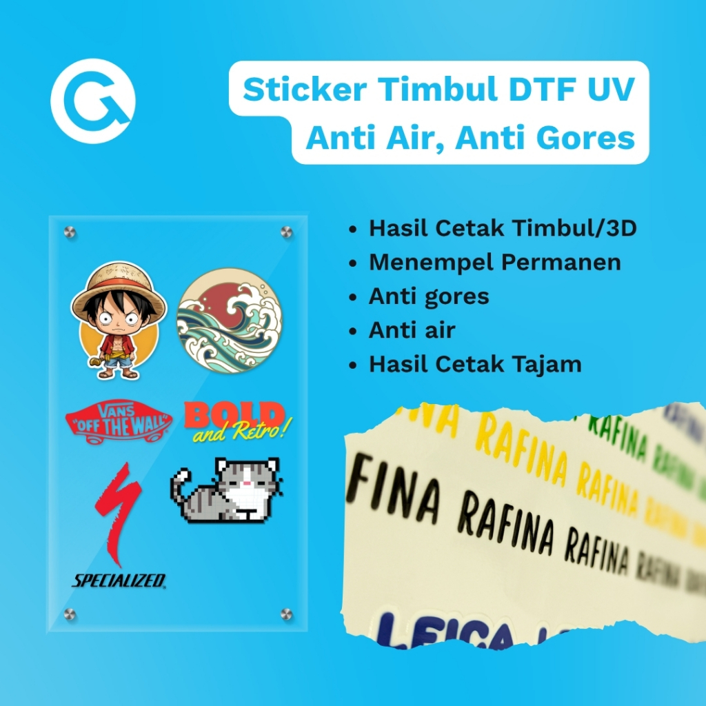 

Cetak Stiker Timbul / Sticker UV DTF