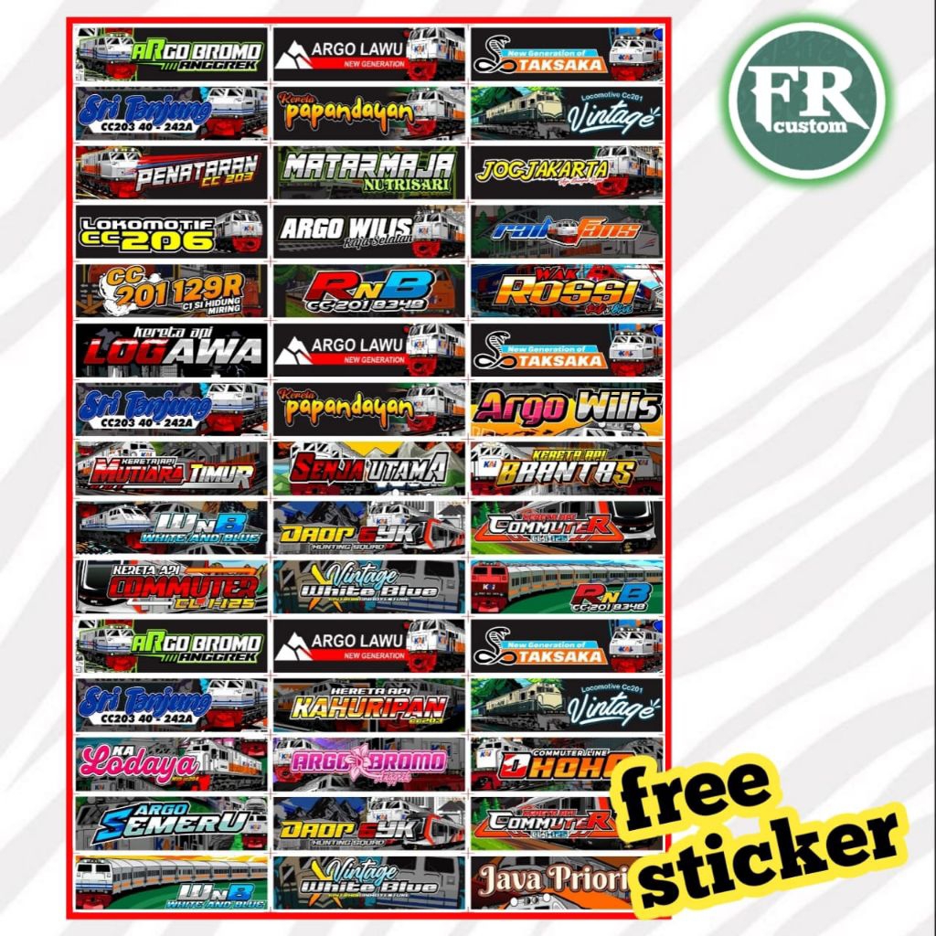 

Sticker TCI Nama Kereta Api Indonesia 45 pcs KAI - Sticker Railfans Indonesia Terbaru