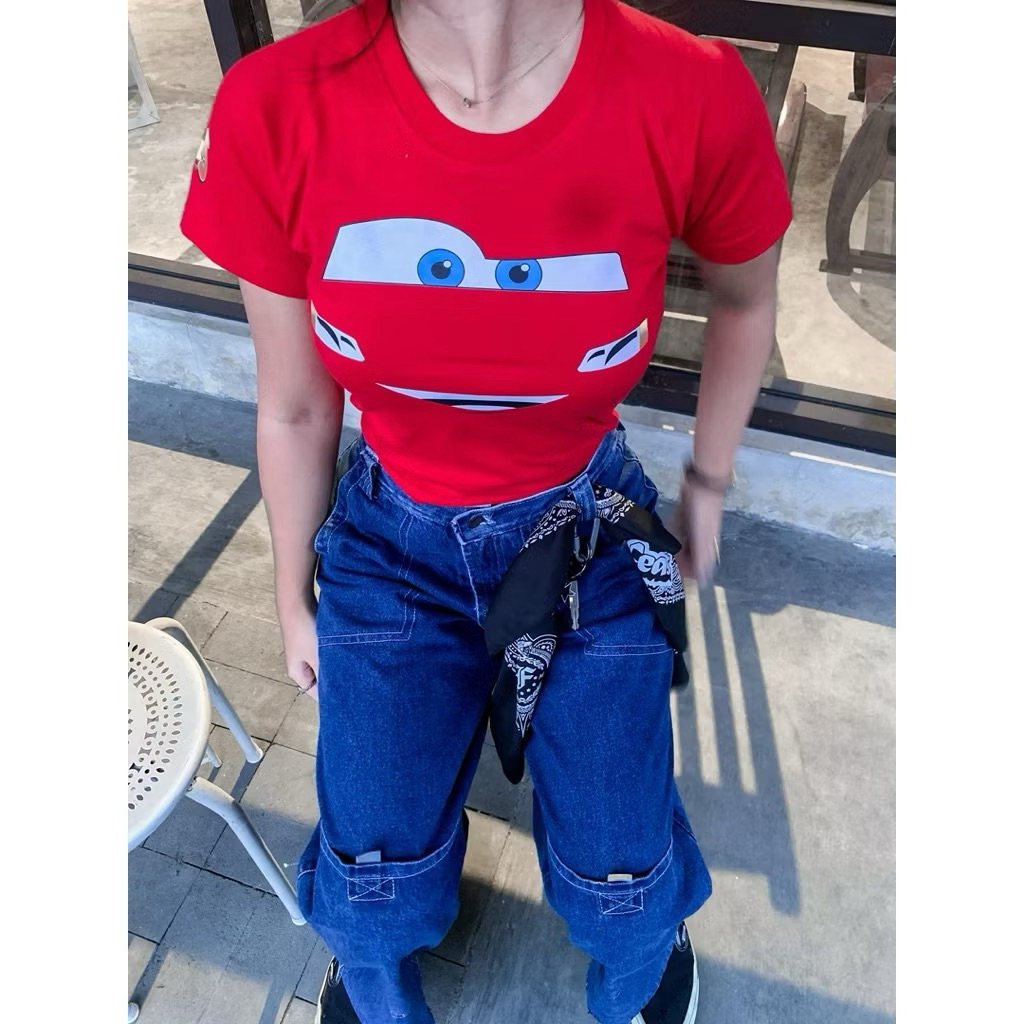 HOT SALE Crop Tee Mcqueen Crop Mc Queen Cars Kaos Lightning Mcqueen Baju Lightning Mcqueen Kaos