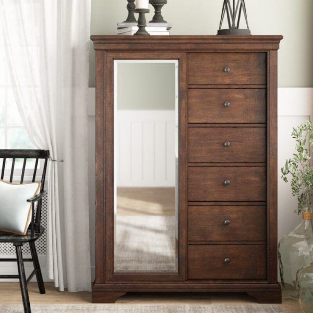 Almari pakaian dengan cermin lemari pakai pintu sliding kayu jati