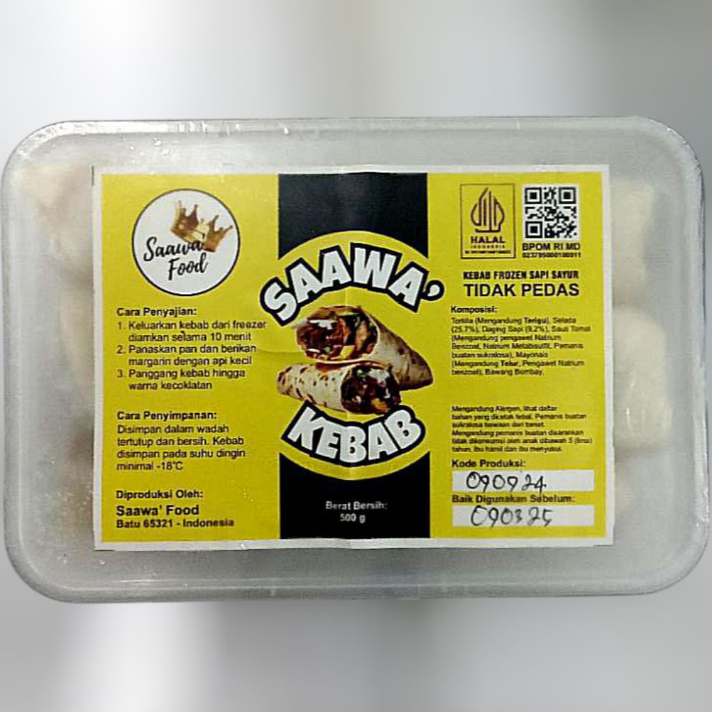 

#KHUSUS KIRIM INSTAN #FROZEN FOOD #KEBAB BESAR #DAGING SAPI PLUS SAYUR #1 PACK ISI 5 PCS #MAKANAN BEKU #MEREK SAAWA' #JAJANAN RASA KHAS ARAB INDIA TIMUR TENGAH #UNTUK CAMILAN SUGUHAN #PENGIRIMAN CEPAT #PACKING AMAN #PRODUK KOTA BATU #JAWA TIMUR #INDONESIA