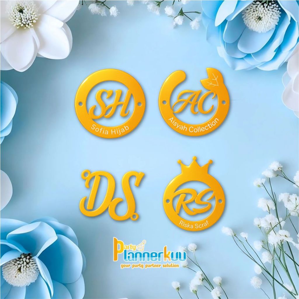 Partyplannerkuu Label Brand Inisial Logo Akrilik Premium Hijab Mahar Fashion