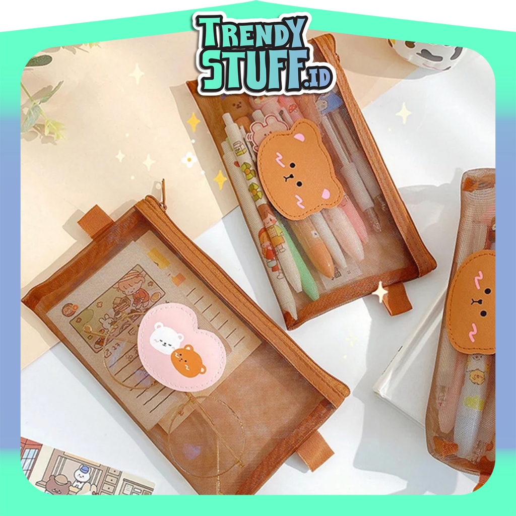

TrendyStuff.id Tempat Pensil Zipper Coklat Motif Beruang Dompet Pensil Coklat Lucu Motif Bear Tempat Makeup Teddy Brown Model Jaring Transparan S093