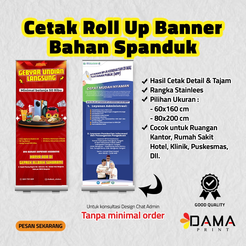 ROLL BANNER  SET TIANG / COVER BANNER SPANDUK / ROLL UP BANNER MURAH BAHAN SPANDUK