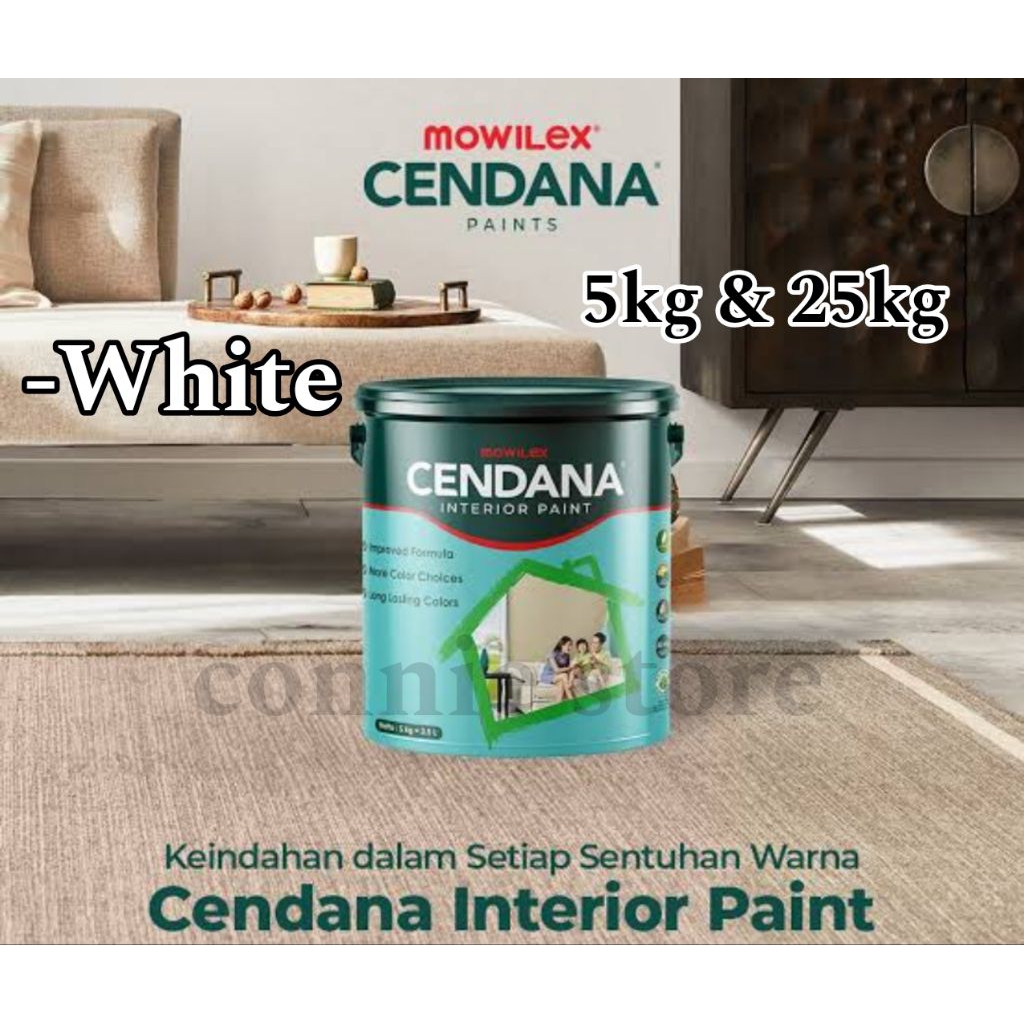Mowilex Cendana 5kg warna White / Putih C 101 cat tembok interior Cendana paint C101 dinding tembok 