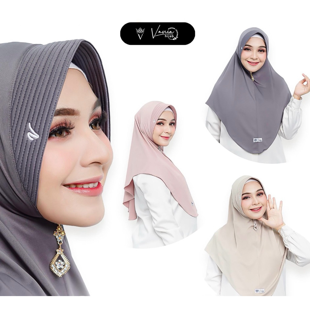 TERLARIS HIJAB BERGO Vania BORDIR V Bergo Instan UKURAN M-L by.Vania