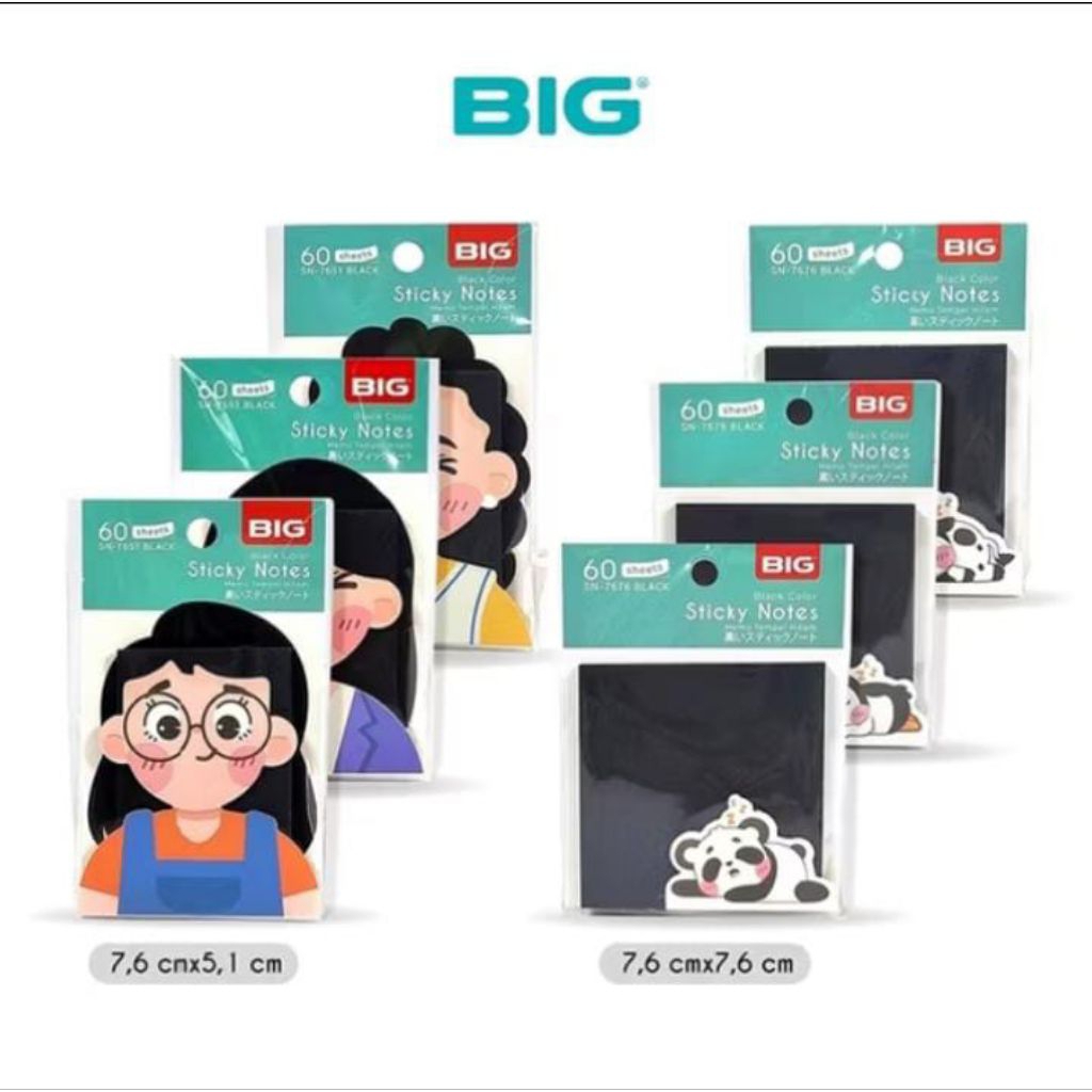 

(1 PCS) Stick Note Memo Stick Tempel Hitam BIG 76 x 51 / 76 x 76