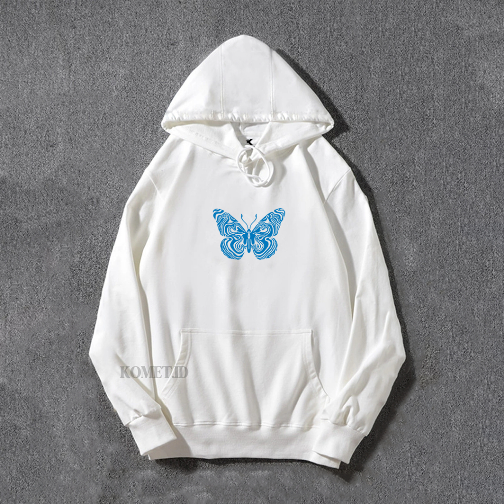 Sweater Hoodie Fleece 300GSM Butterfly Oversize White