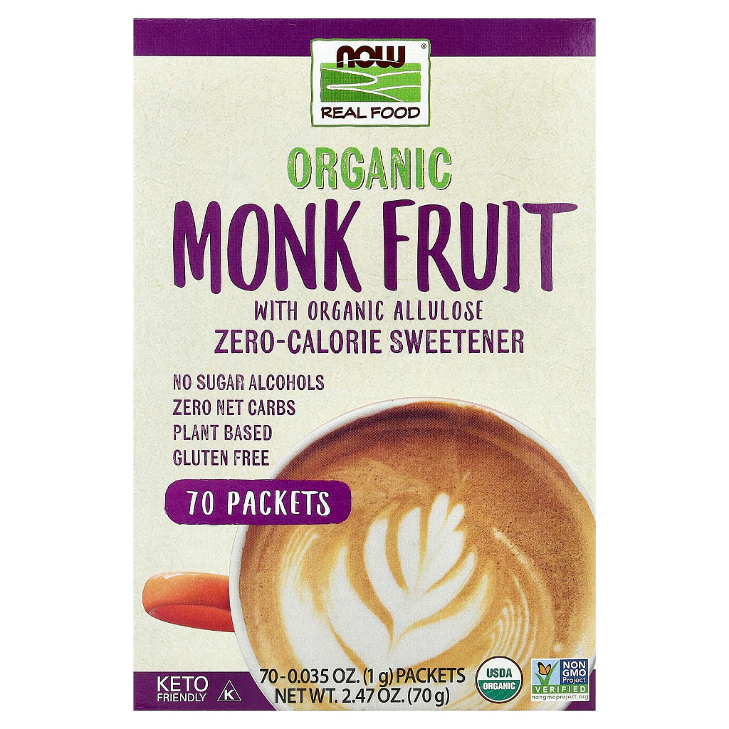 

NOW Foods Organic Monk Fruit Zero-Calorie Sweetener 70 Packets