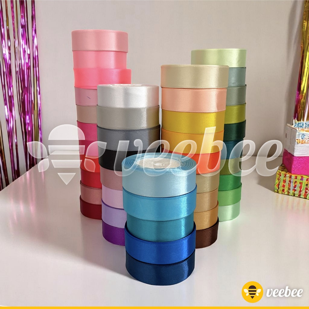 

Pita Roll kain Satin 1” 2,5cm/ Pita kain meteran/ pita hias hampers kado sovenir ulang tahun/ pita hias buket handbouquet handbuket