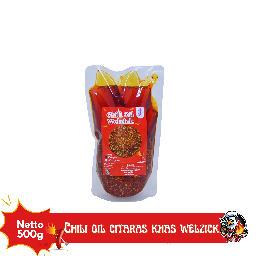 

Welzick Food - Chili Oil Minyak Cabe Pedas Halal Citarasa Khas 500gr