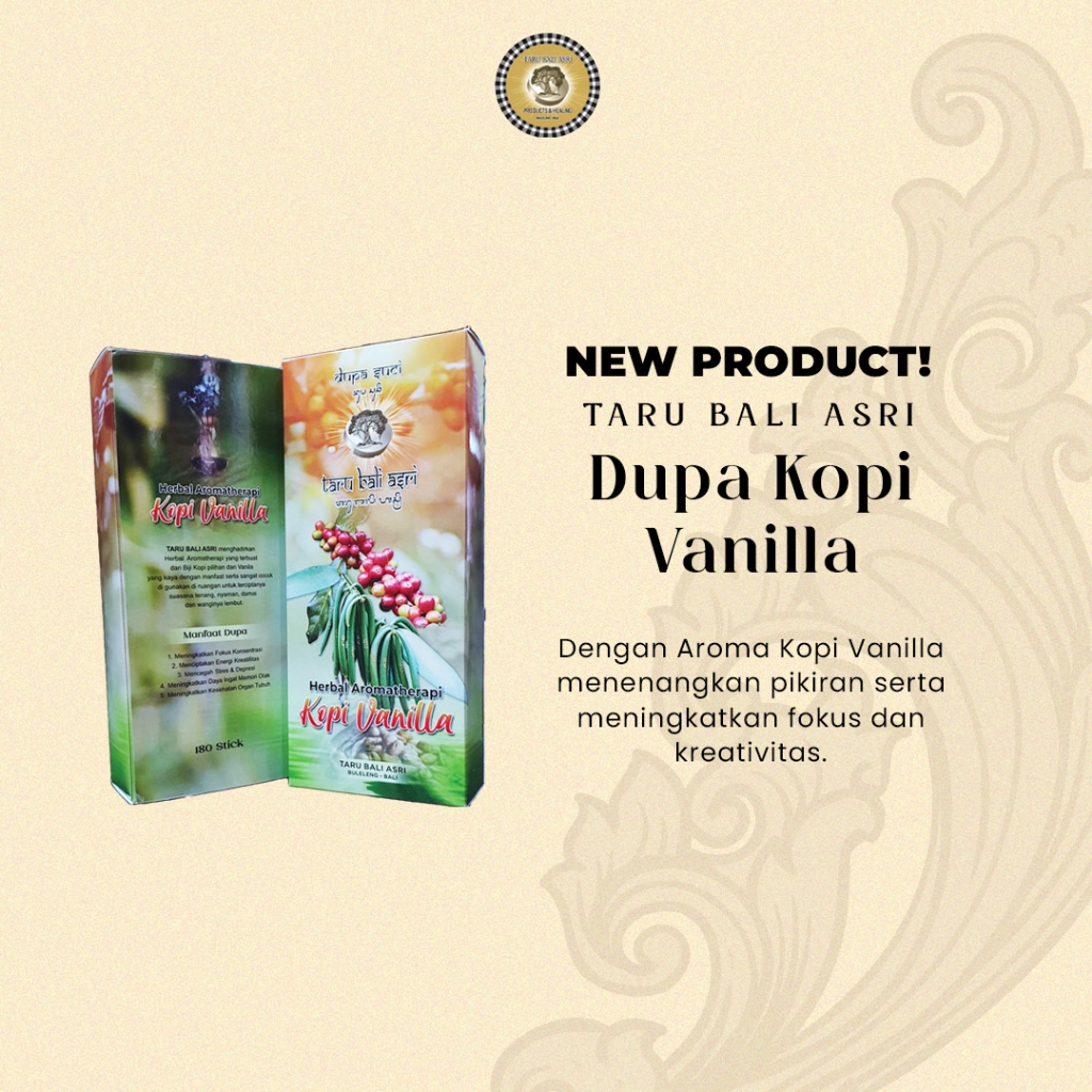 Tarubali - Dupa Herbal Aromaterapi Kopi Vanila Untuk Menenangkan Pikiran Dan Meningkatkan Fokus Wewa