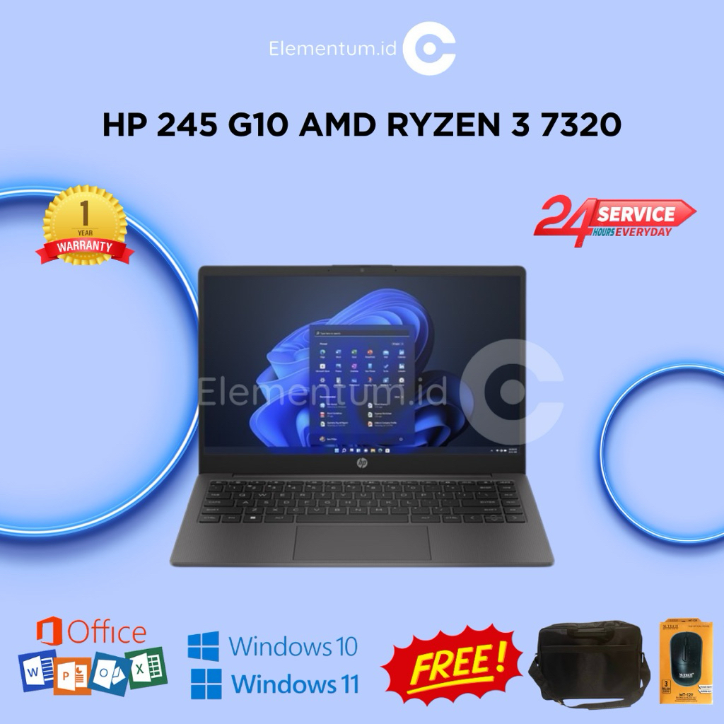 Laptop HP 245 G10 AMD RYZEN 3 7320 | RAM 8GB SSD 256GB W11 14.0" IPS