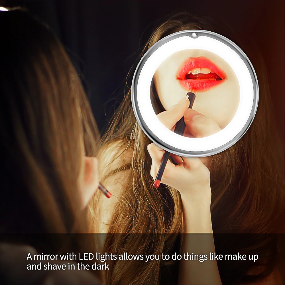 LED Make Up Mirror Cermin Lampu Kaca Pembesar 10X
