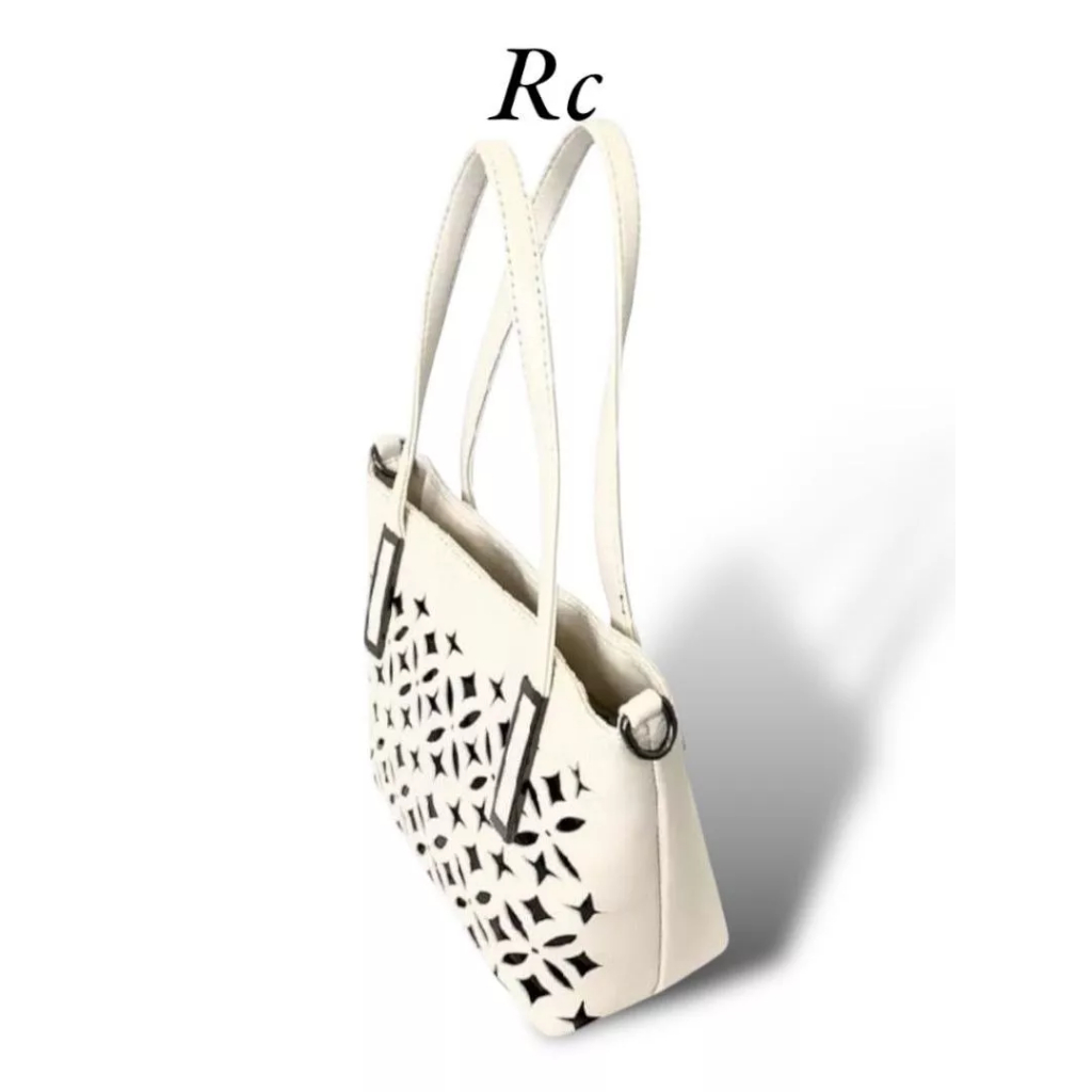 Totebag Wanita Putih Tas Jinjing Tote Bag Rezeki Collektion Kulit Sintetis Size 30x25x9 Cm
