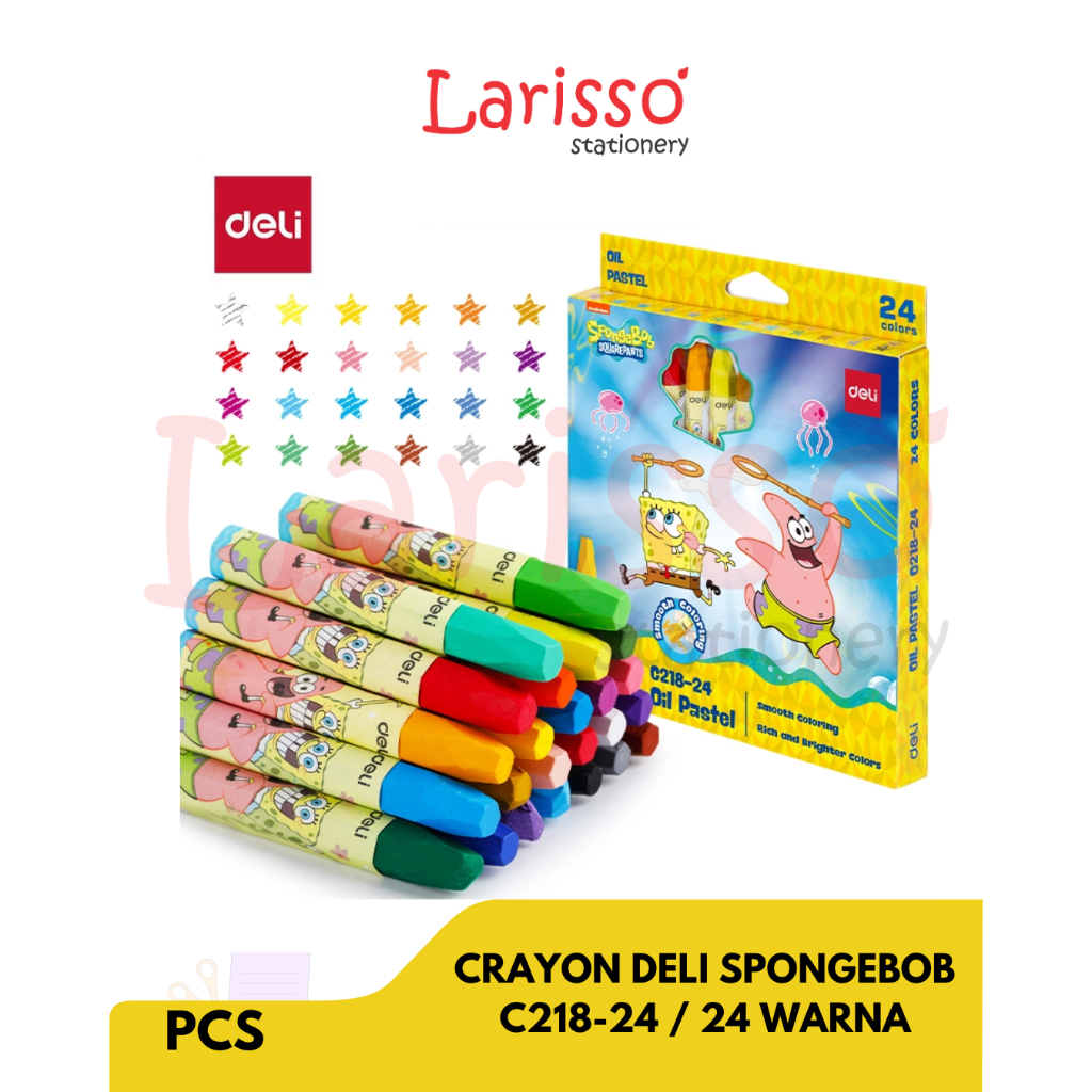 

DELI –(pcs) CRAYON / Oil pastel SpongeBob Deli 24 warna C218-24