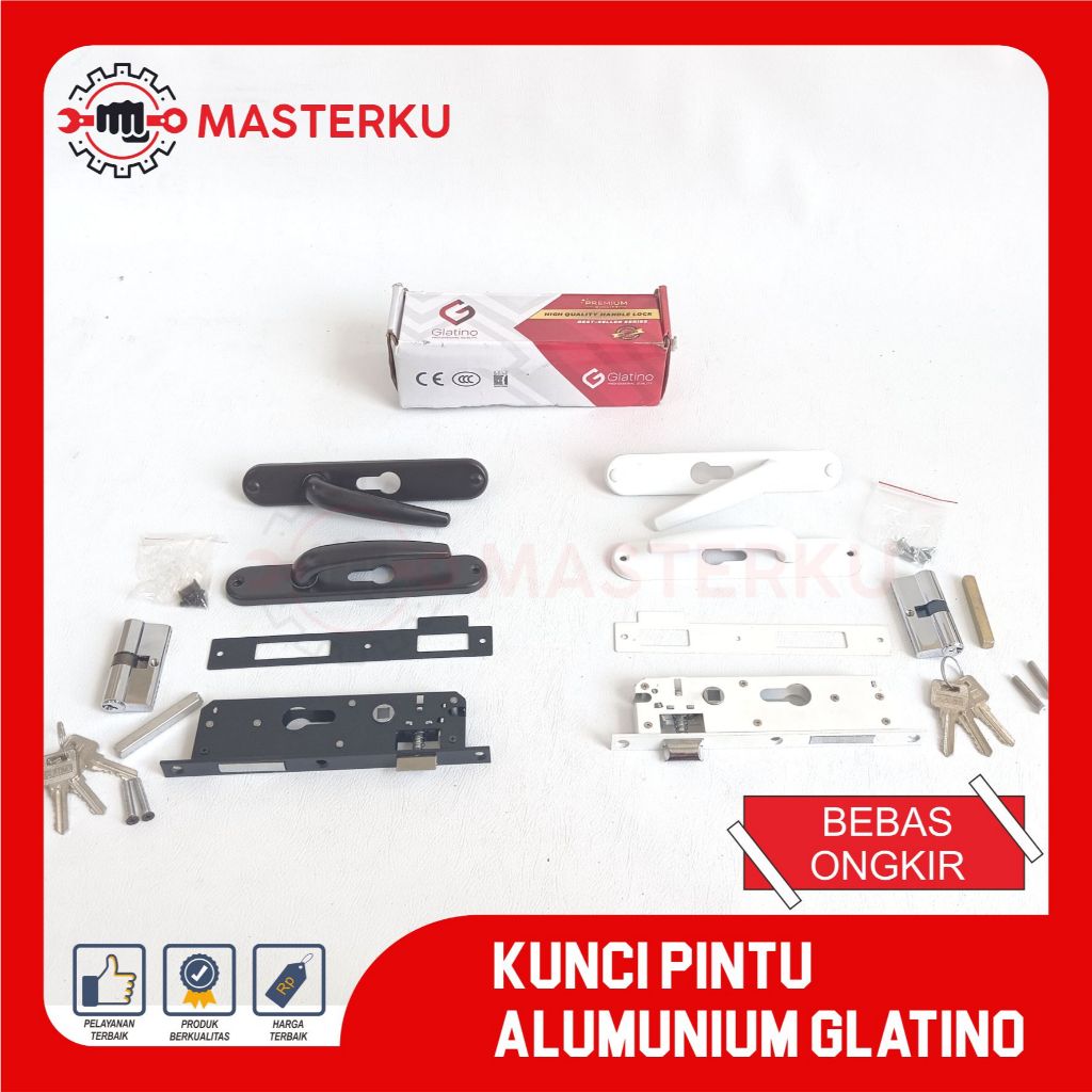 KUNCI PINTU ALUMUNIUM GLATINO /KUNCI PINTU SET/KUNCI PINTU ALUMINIUM/SET KUNCI PINTU SLIDING