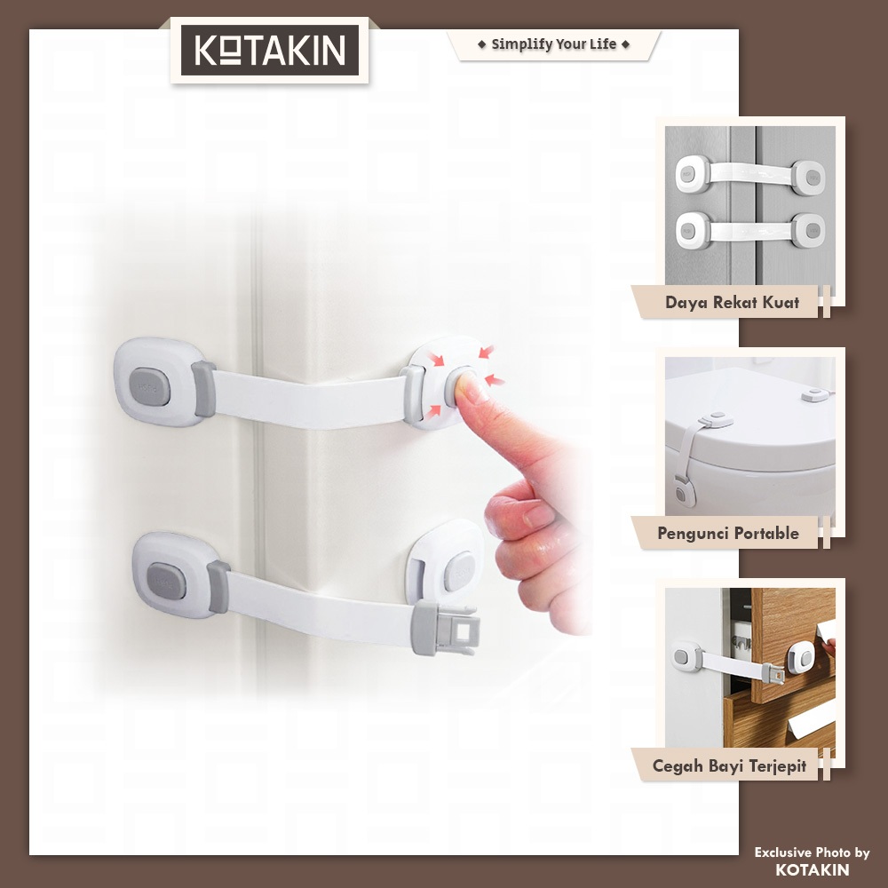 KOTAKIN Kunci Lemari Laci Pengaman Pengunci Kulkas Pintu Baby Safety Lock Furniture Serbaguna Pelind