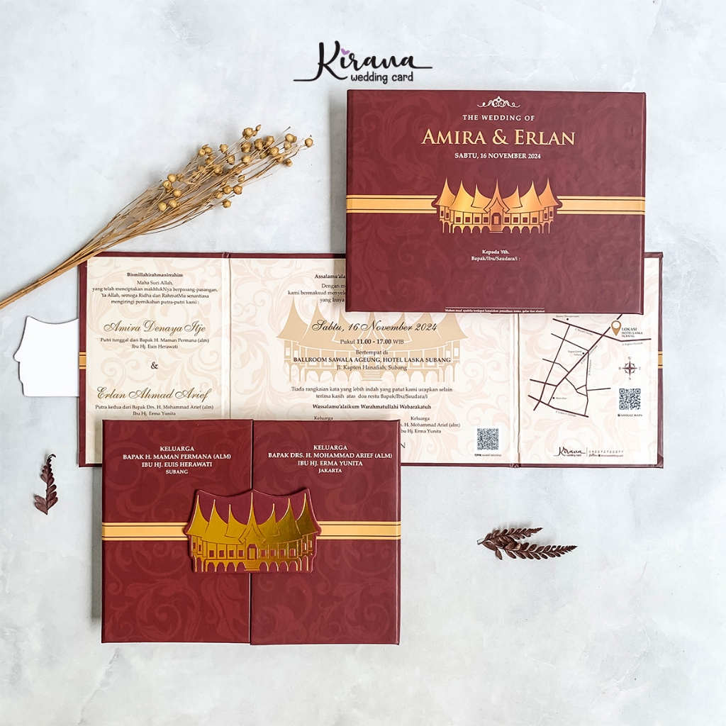 Undangan Pernikahan Custom | Hard Cover Lipat 3 Emblem | Undangan Premium