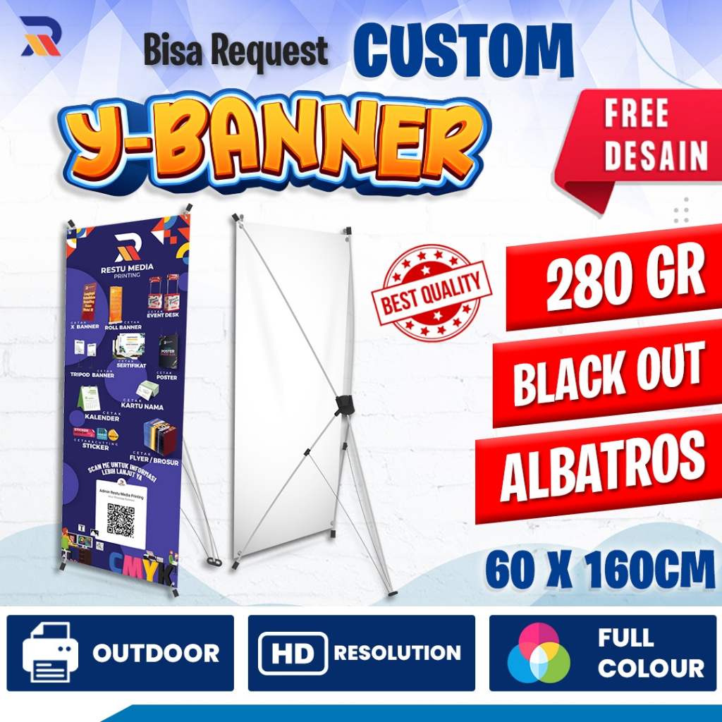 Custom Y Banner 60X160 / Print Y Banner / Cetak Banner Rangka