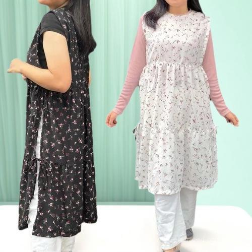 agung_store 14 || LONG VEST WANITA TUNIK BERTINGKAT | CARDIGAN ROMPI PITA SLEVELESS BAHAN WOLFIS MOD