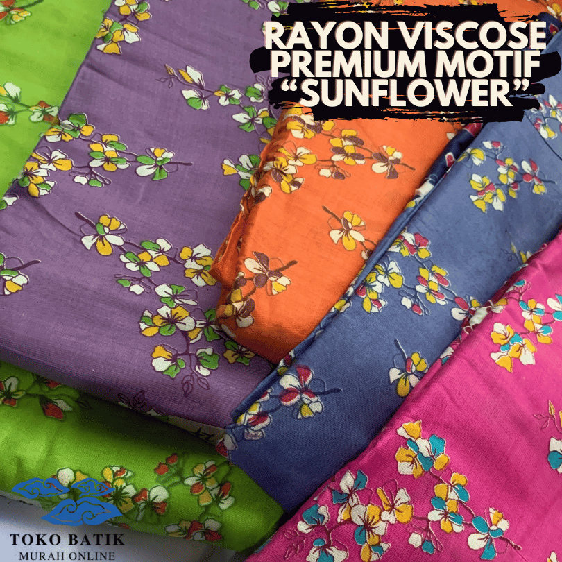Kain Katun Korea Rayon Silky Viscose Printing Motif "SUNFLOWER" 2025 Original 100% Viscose Premium &