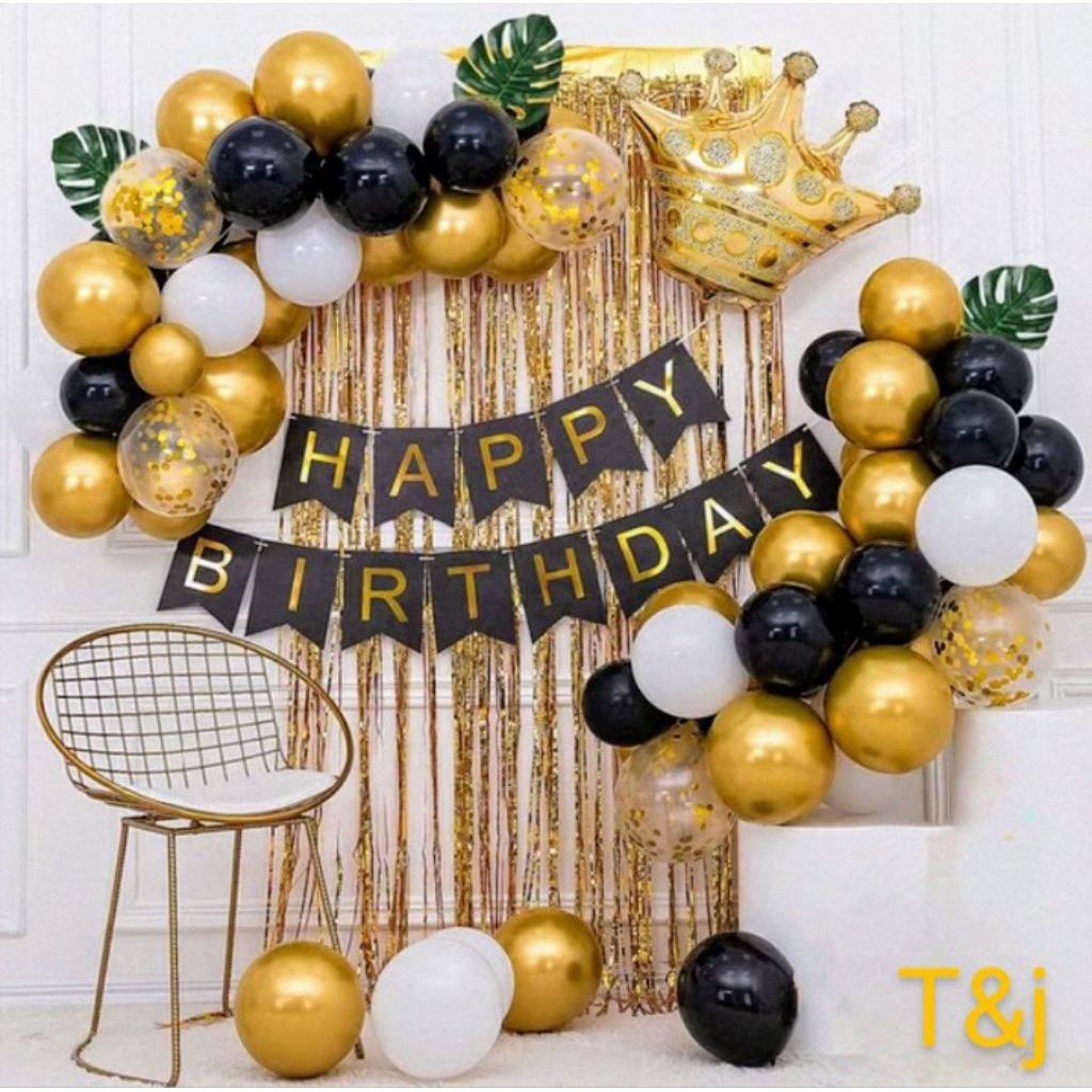 dekorasi set ulang tahun anak/ dekorasi ulang tahun dewasa/balon warna/Baner happy birthday
