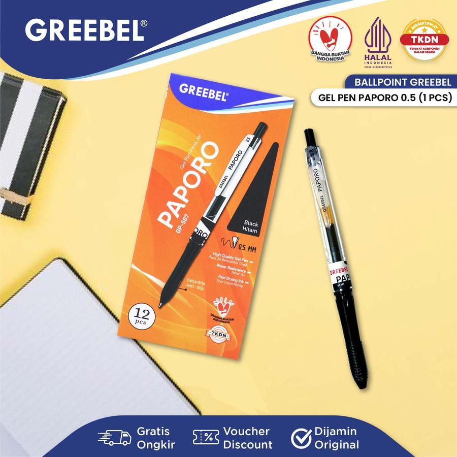 

TBMO (PACK) GREEBEL GEL PEN PAPORO 0.5 BLACK GP-507 - SCS (12)