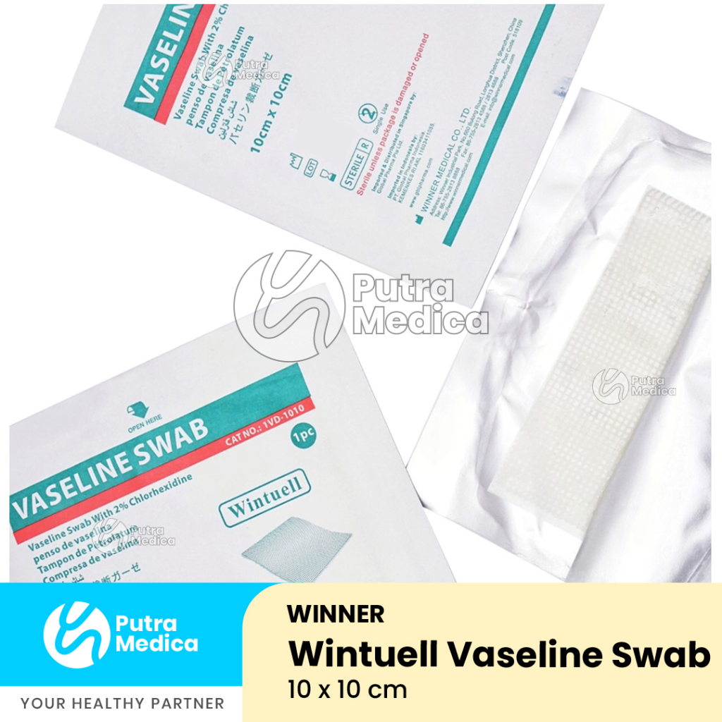 Winner Wintuell Vaseline Swab 10cmx10cm - 1 Box / Kasa Antibiotik Penutup Luka / Kain Kassa Steril