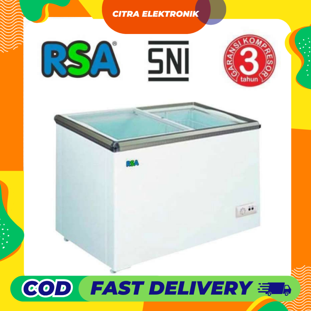 RSA CHEST FREEZER SLIDE 100L/ 200L - FREEZER ICE CREAM GEA SLIDING FLAT/ RSA NEW GARANSI