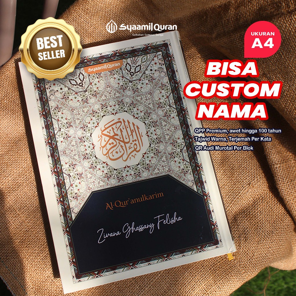 Alquran A4 Jumbo Asy Syaamil Custom Nama Tajwid Warna, Tikrar Hafalan, QR Audio