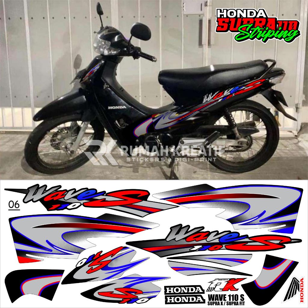 Striping Supra Lama Supra X 100 Decal Sticker Variasi Fit Lama V Wave