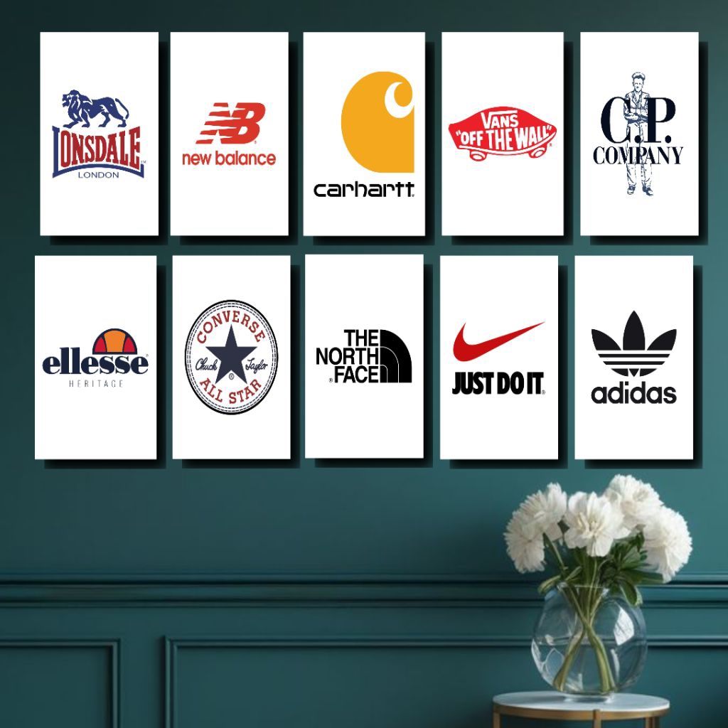 POSTER VINTAGE HIASAN DINDING KAYU BREND ADIDAS NIKE 15X20