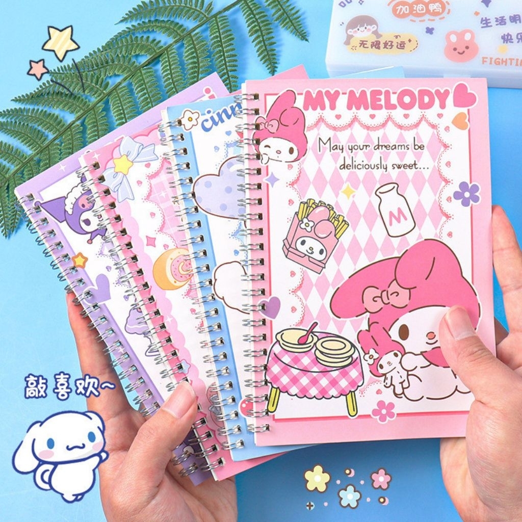

Notebook ring buku Aesthetic motif Sanrio buku catatan 80 lembar